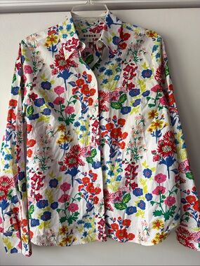 Boden Sienna Floral Print Cotton Button Down Shirt Size 10R